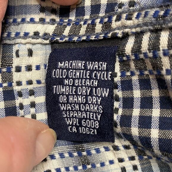 Vintage Rough Stock Panhandle Slim Pearl Snap Western Button Down Shirt Sz M - Picture 8 of 9